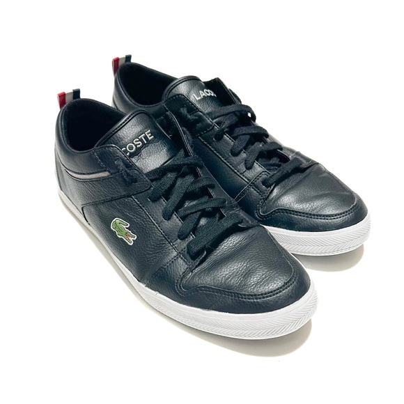 Lacoste Men's Ojetti Sneaker Black Leather Logo Lace Up Trainers - Picture 1 of 10